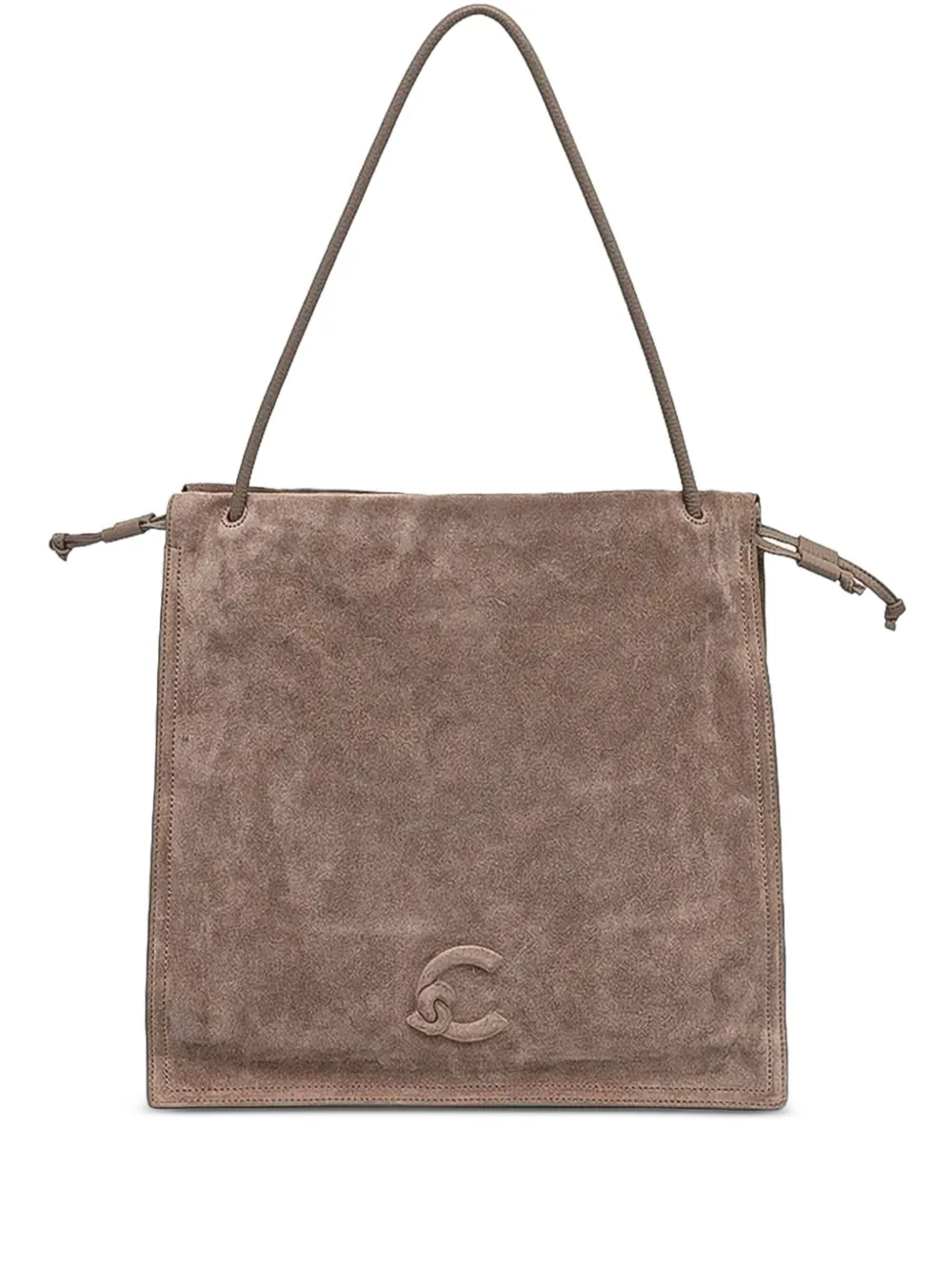 Coccinelle large Dulse embossed-logo suede tote bag Bruin