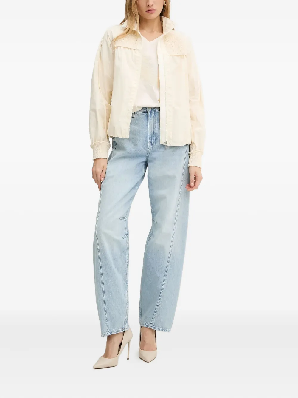 BOSS feather-embellished v-neck T-shirt Wit