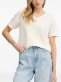 BOSS feather-embellished v-neck T-shirt - White