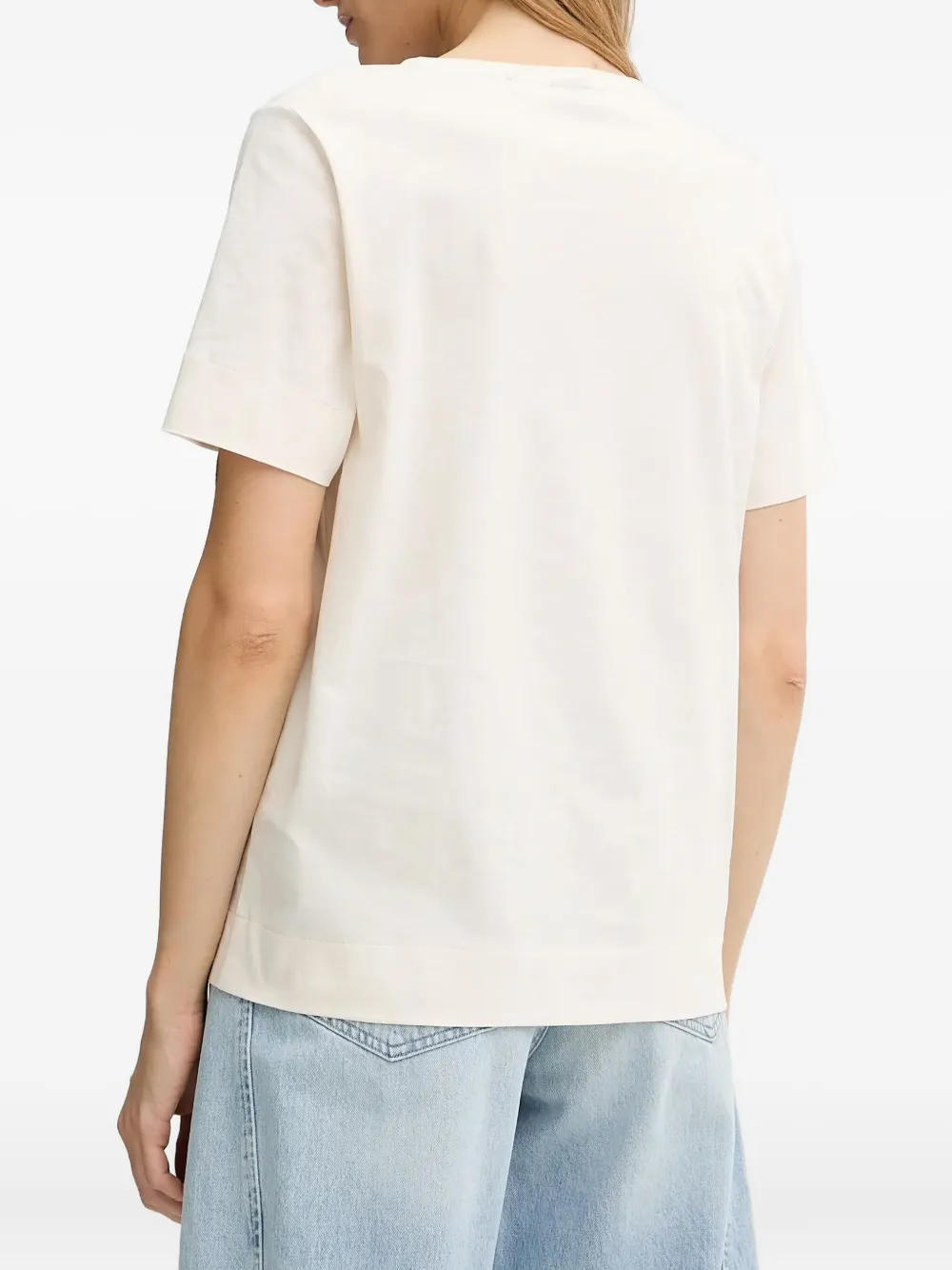 BOSS feather-embellished v-neck T-shirt Wit