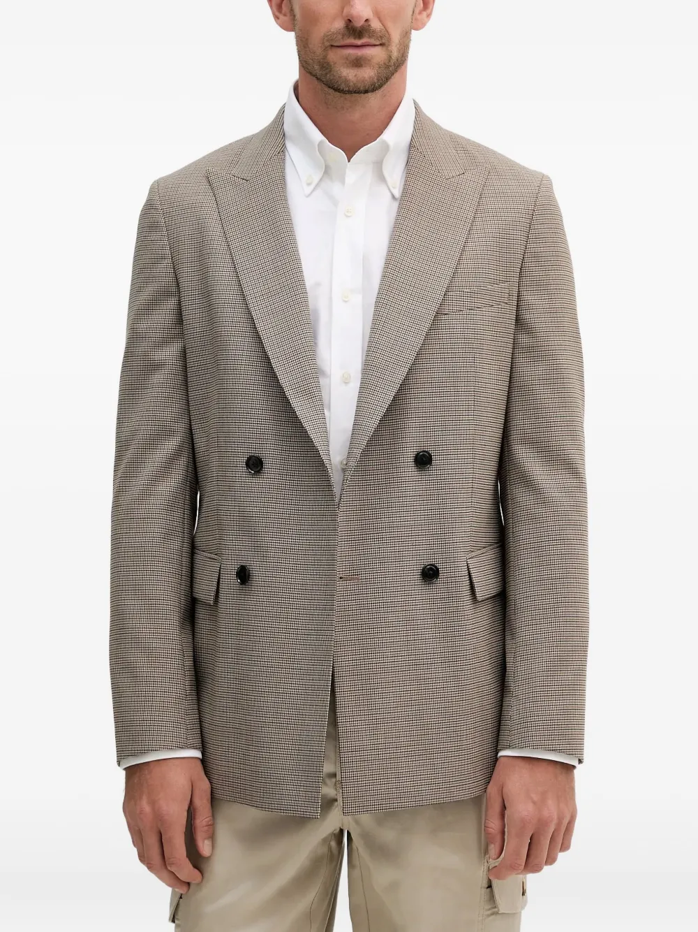BOSS Geruite blazer Beige