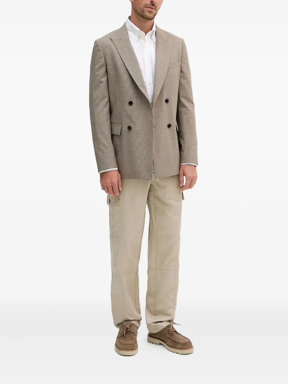 BOSS Geruite blazer Beige