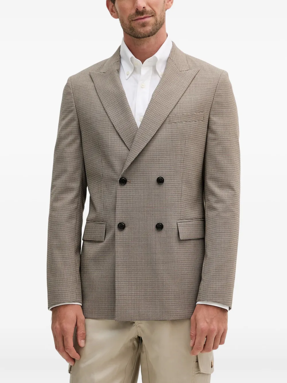 BOSS Geruite blazer Beige