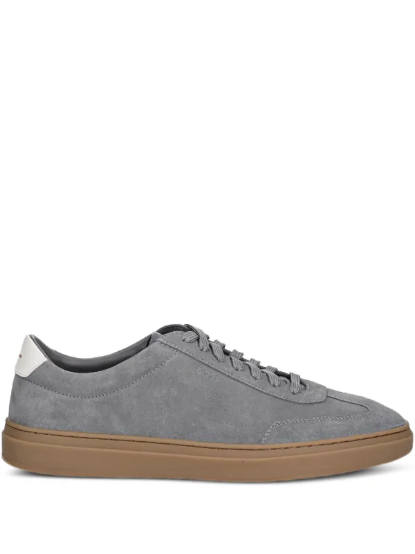 BOSS Suede Leather low-top Sneakers Grey FARFETCH PH