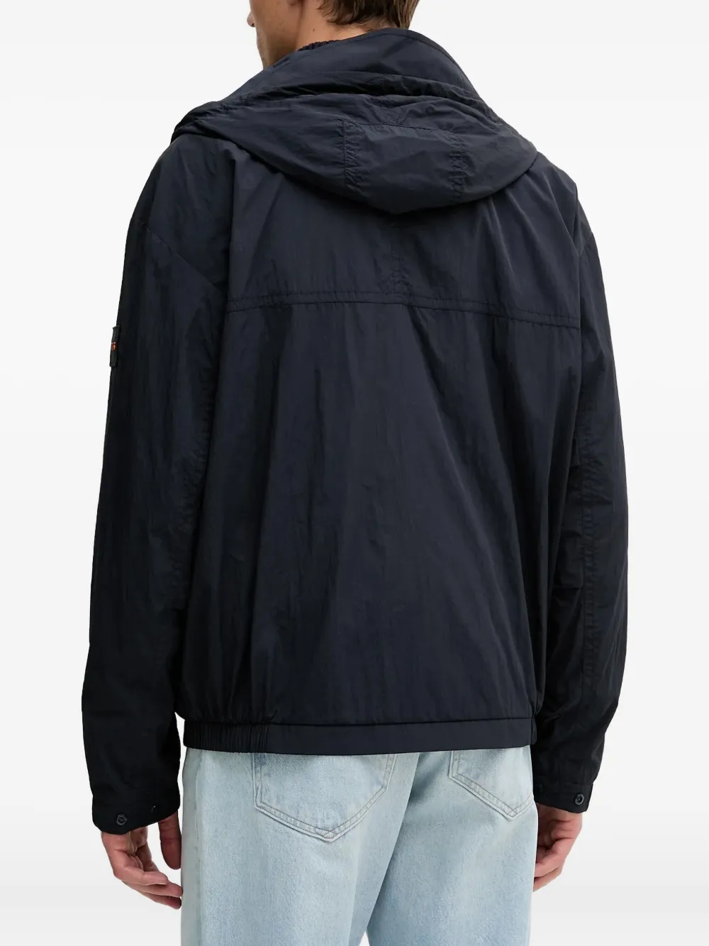 BOSS logo-patch hooded jacket Blauw