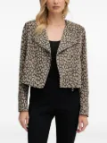 BOSS leopard-pattern biker jacket - Brown