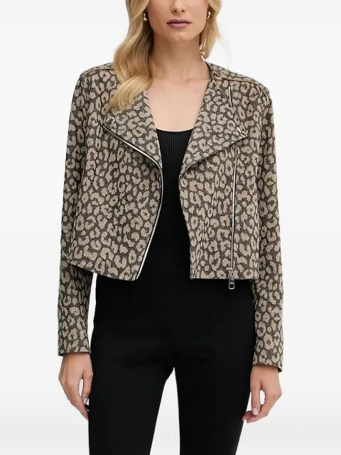 BOSS leopard-pattern biker jacket