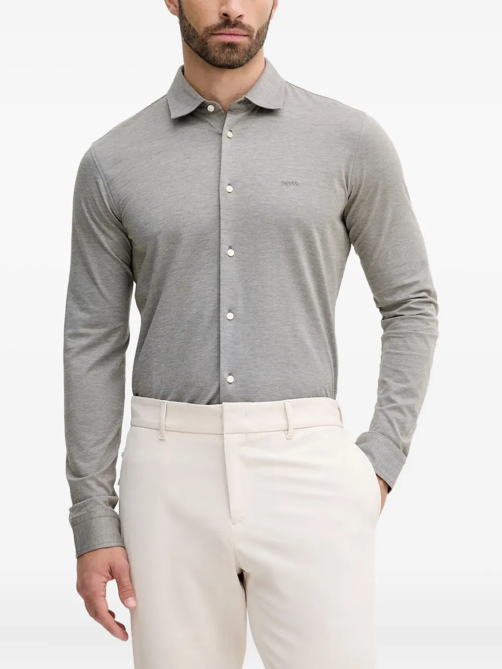 BOSS embroidered-logo shirt | Green | Image 1