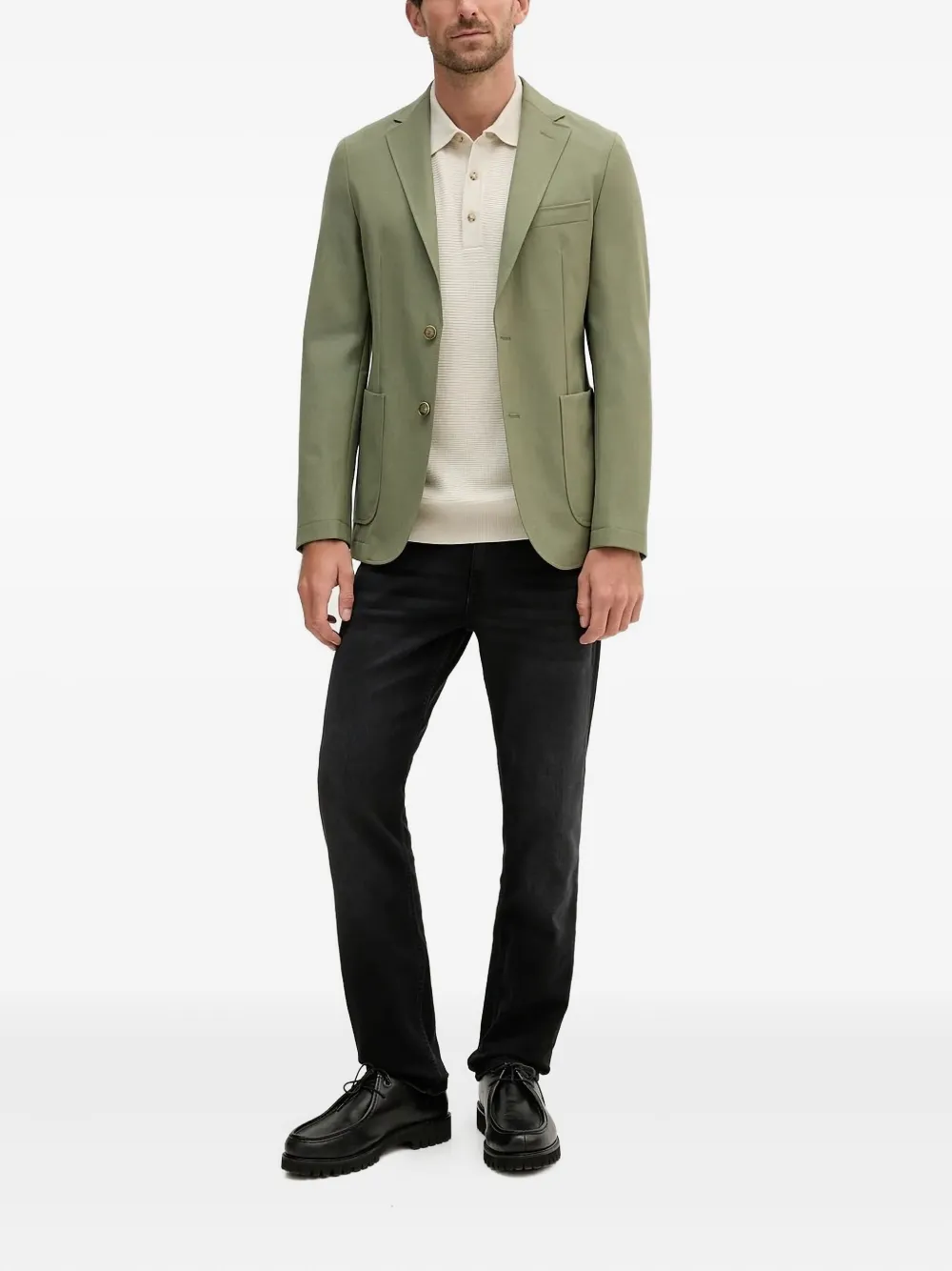 Hugo Boss Notched-lapel Single-breasted Blazer In Green
