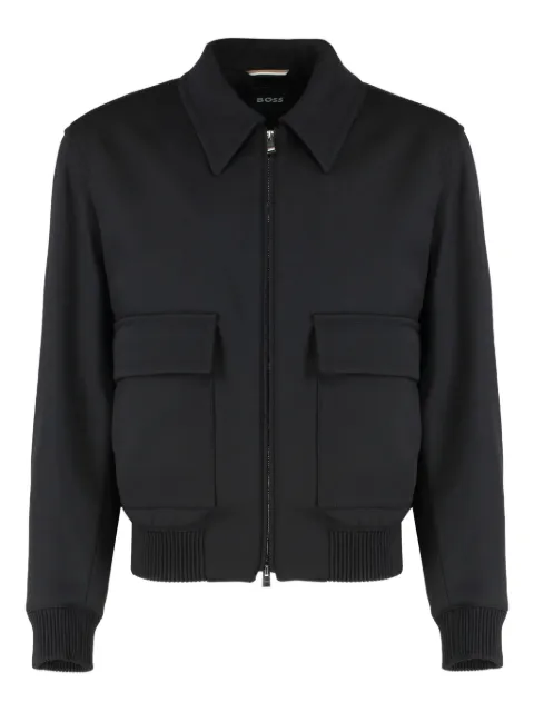 BOSS flap-pocket zip-front jacket