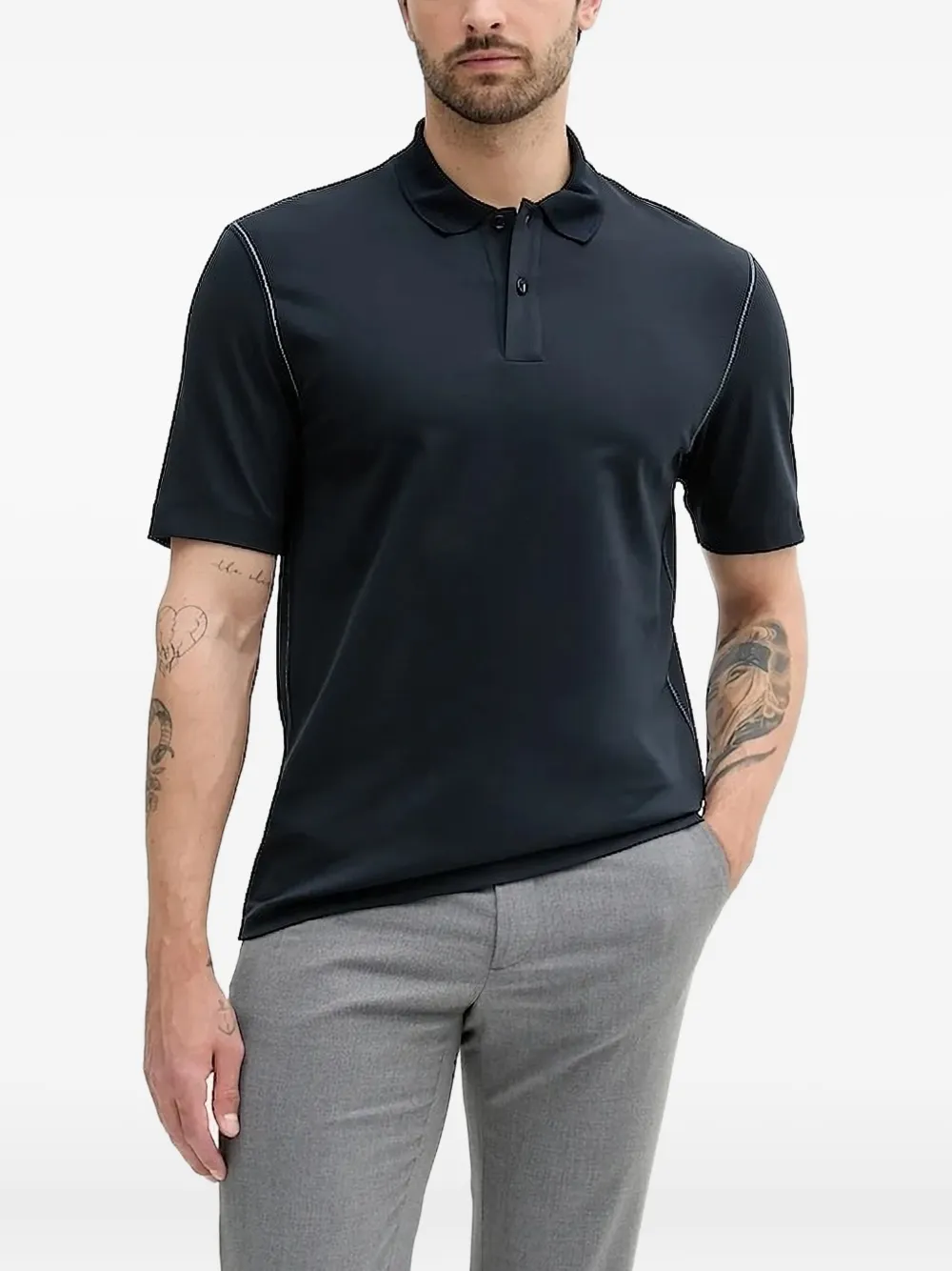 BOSS stitch polo shirt Blauw