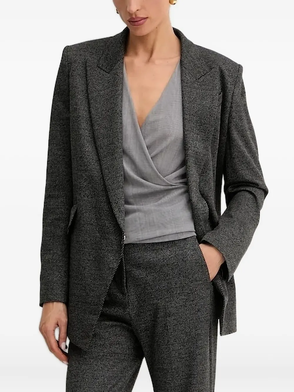 Hugo Boss Pinstripe Peak-lapel Blazer In Gold