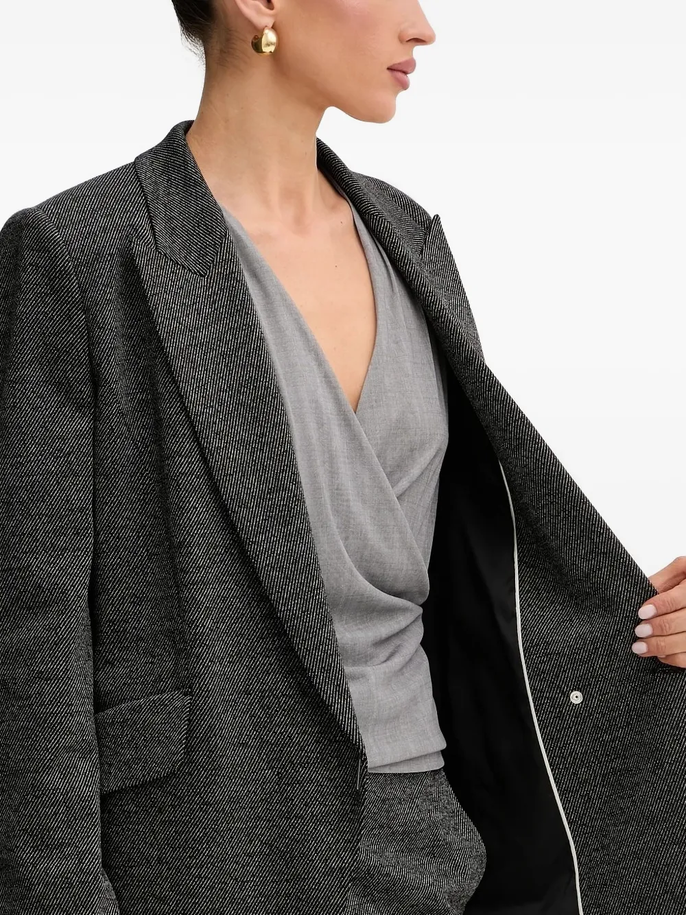 BOSS pinstripe peak-lapel blazer Grijs