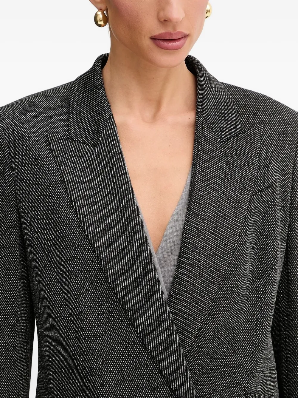 BOSS pinstripe peak-lapel blazer Grijs