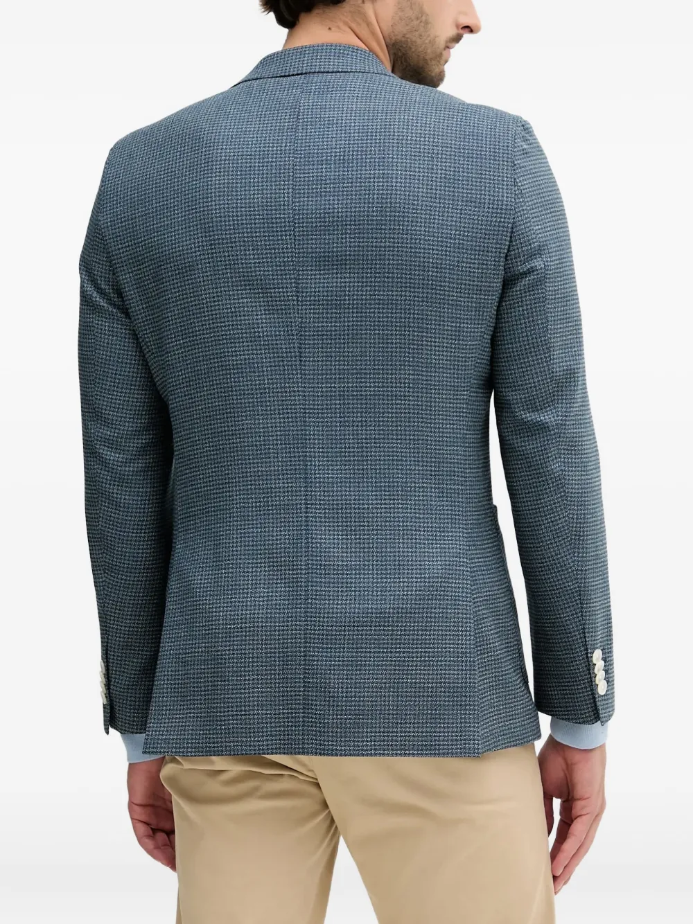 Hugo Boss Janson Checked Single-breasted Blazer In Blue