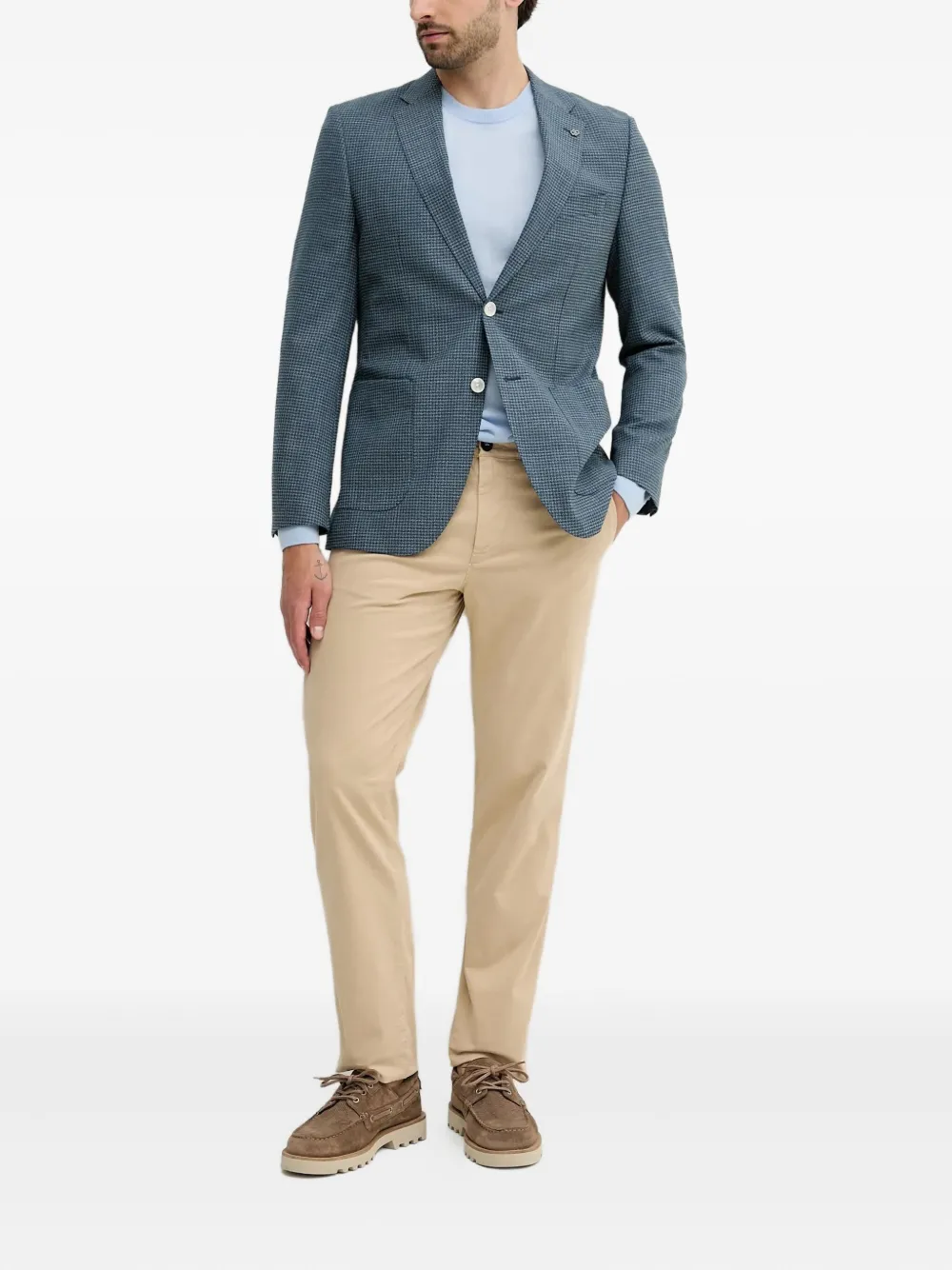 Hugo Boss Janson Checked Single-breasted Blazer In Blue