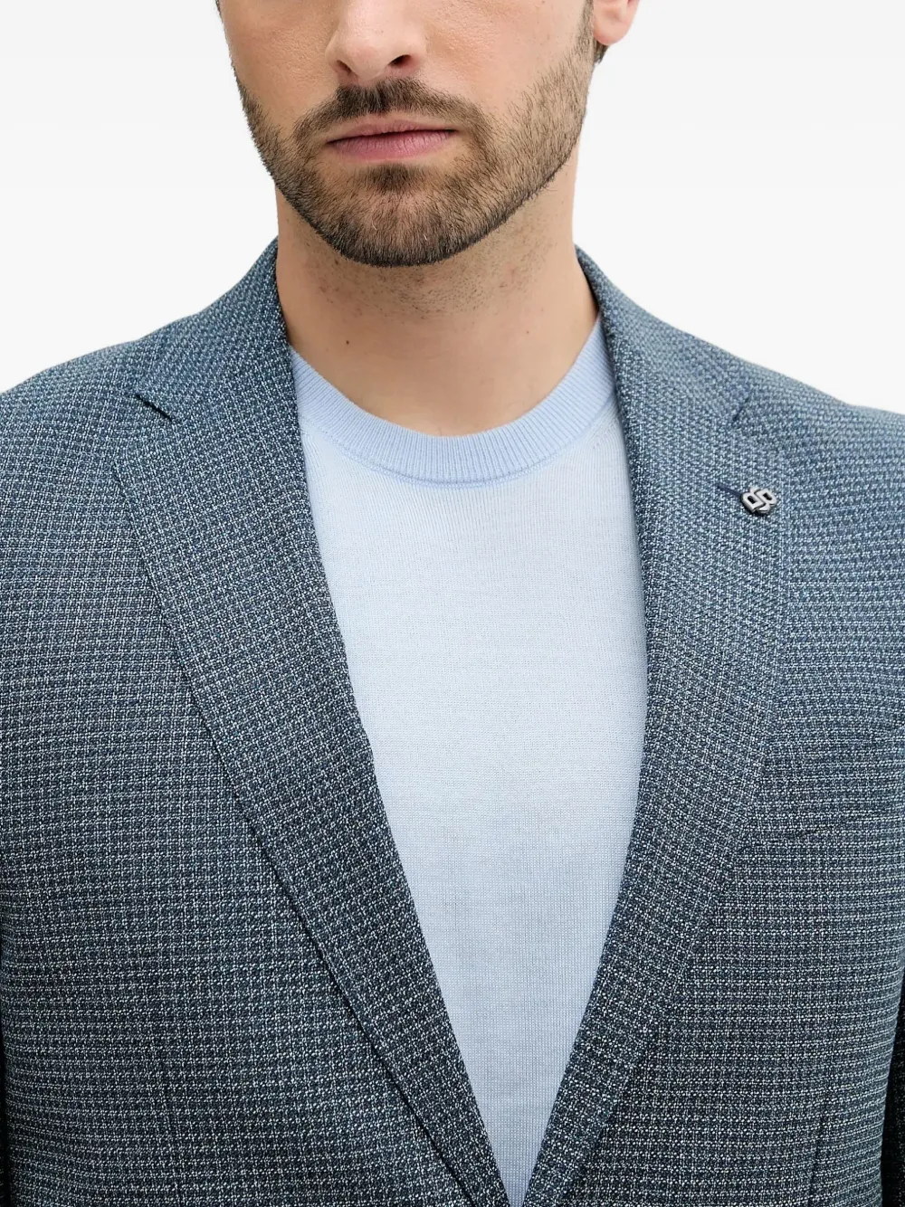 Hugo Boss Janson Checked Single-breasted Blazer In Blue