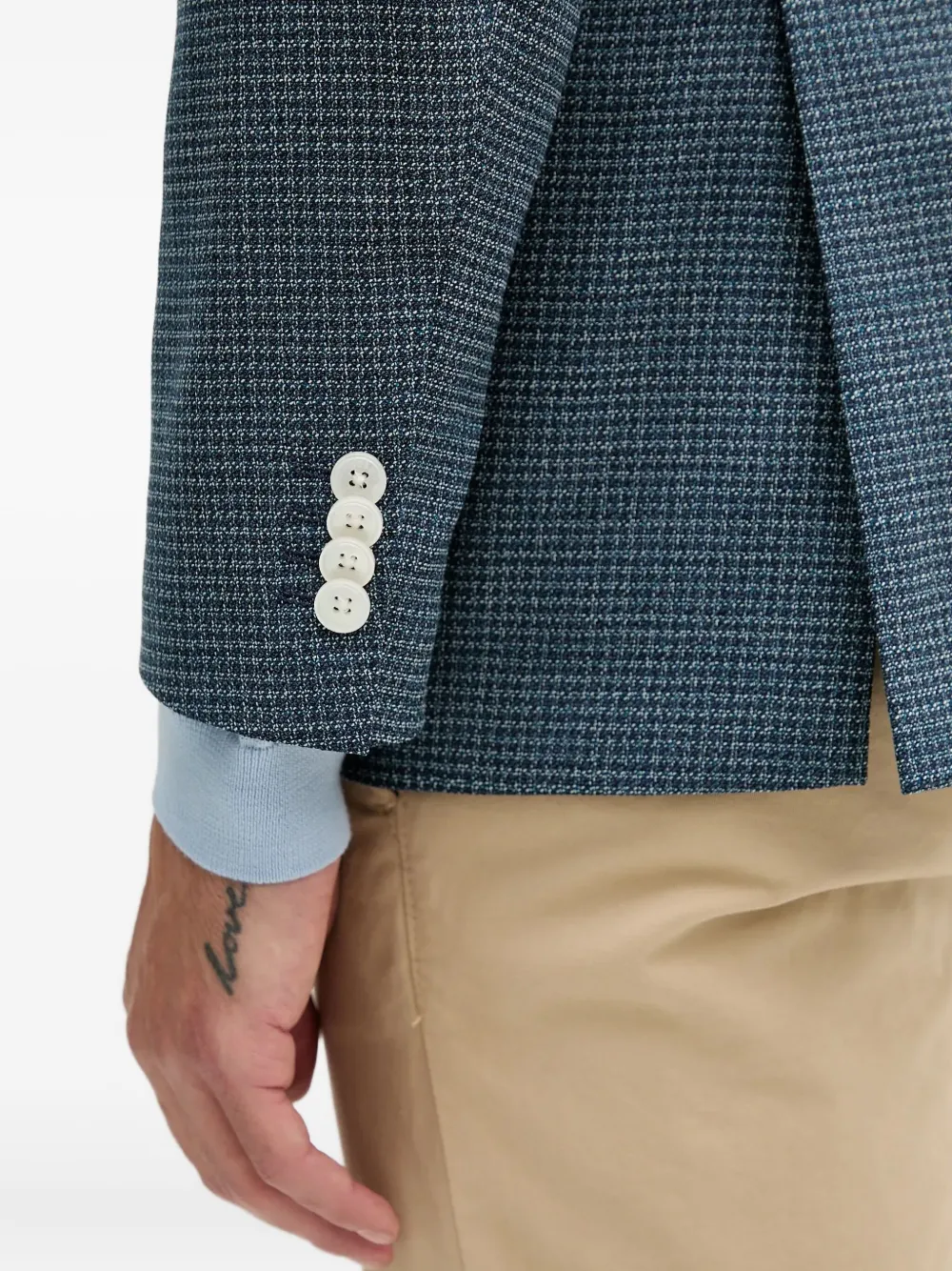 Hugo Boss Janson Checked Single-breasted Blazer In Blue