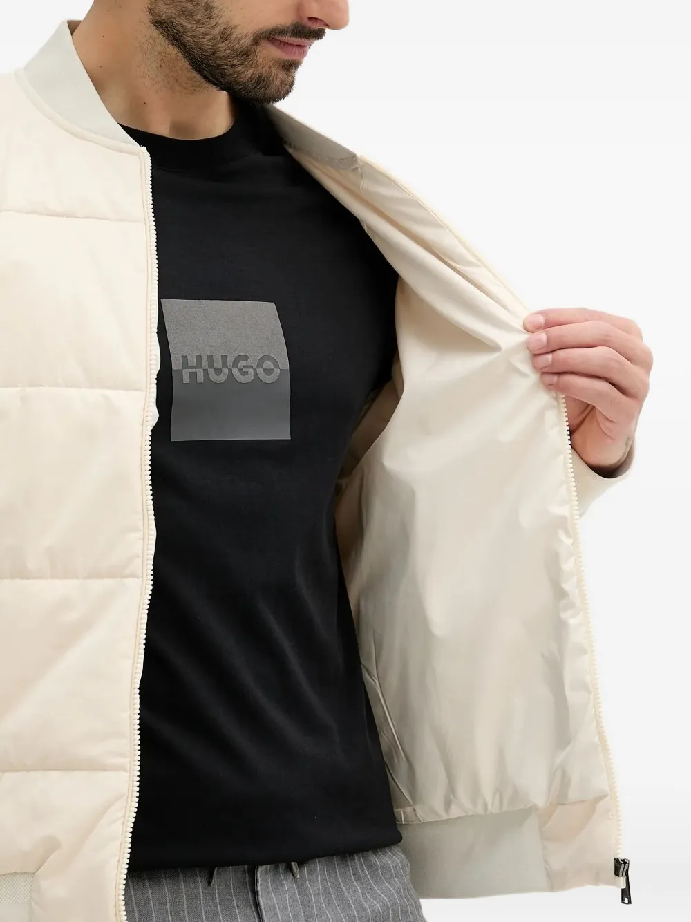 Hugo Boss Quilted Bomber Jacket In Multi