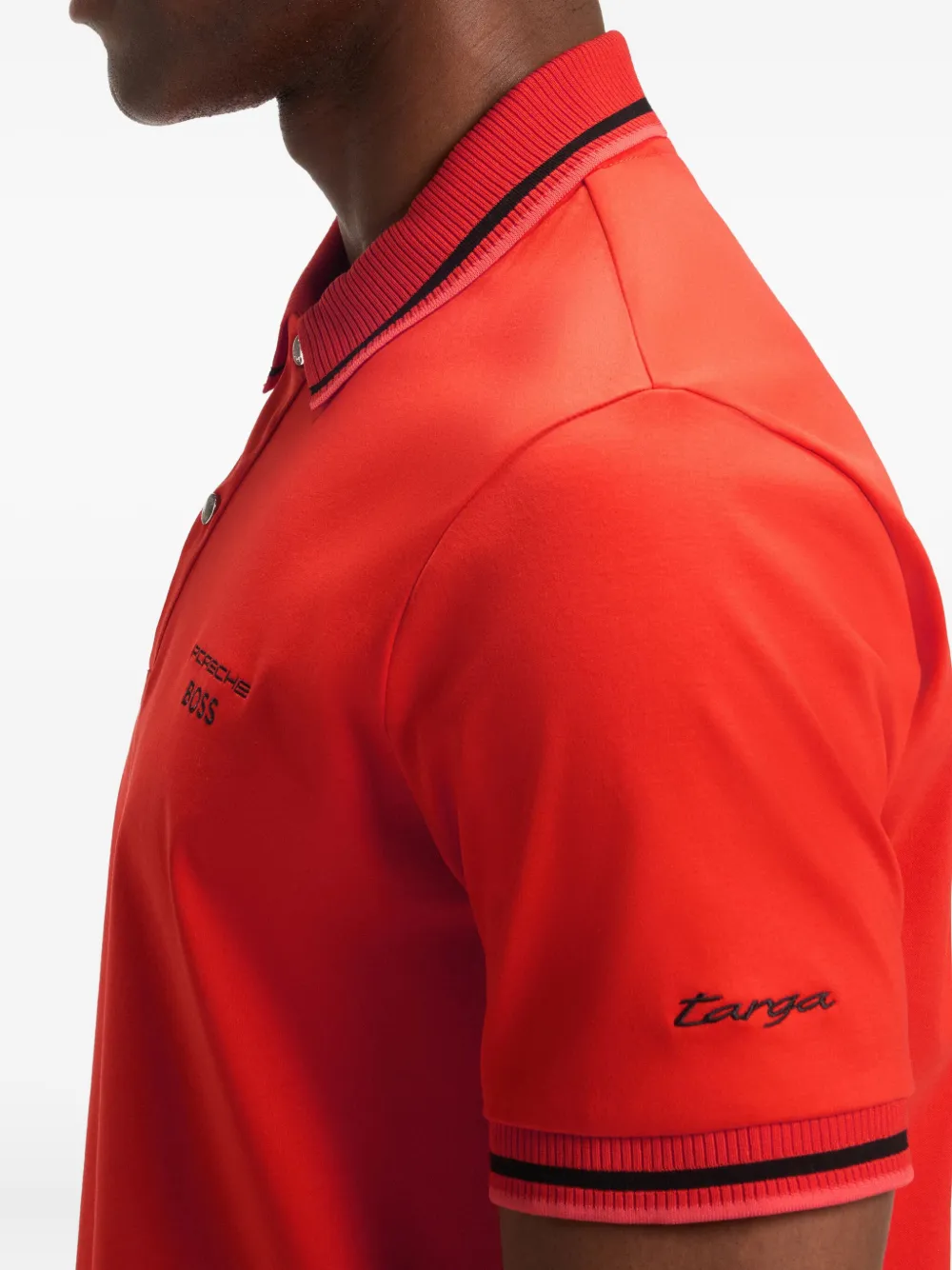 BOSS x Porsche Paris poloshirt met geribbelde kraag Oranje