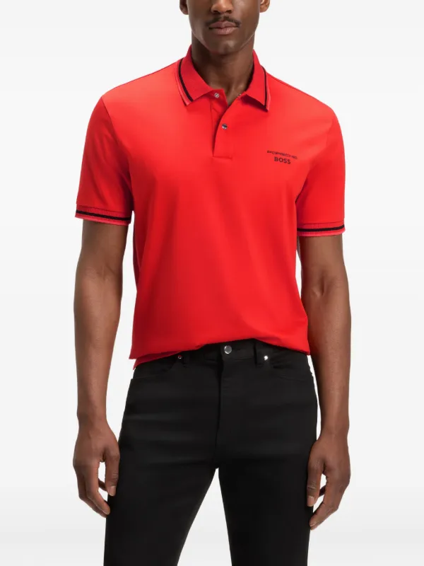 BOSS Camisa Polo x Porsche Parris Com Gola Canelada | Laranja