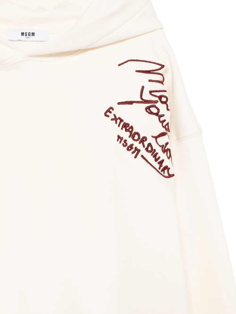 MSGM Kids Hoodie met borduurwerk Beige