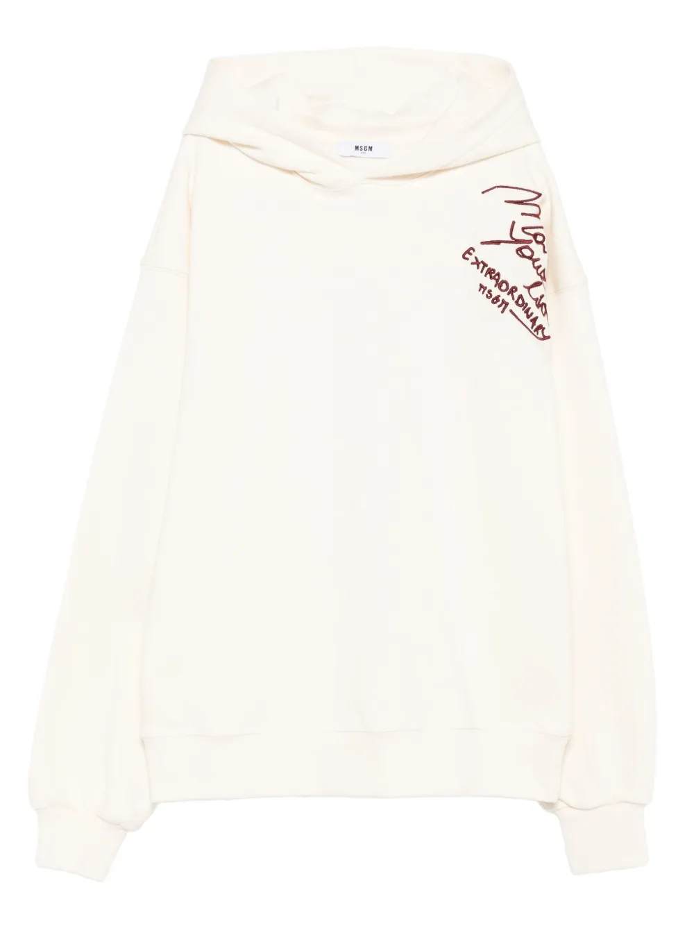MSGM Kids embroidered hoodie Beige