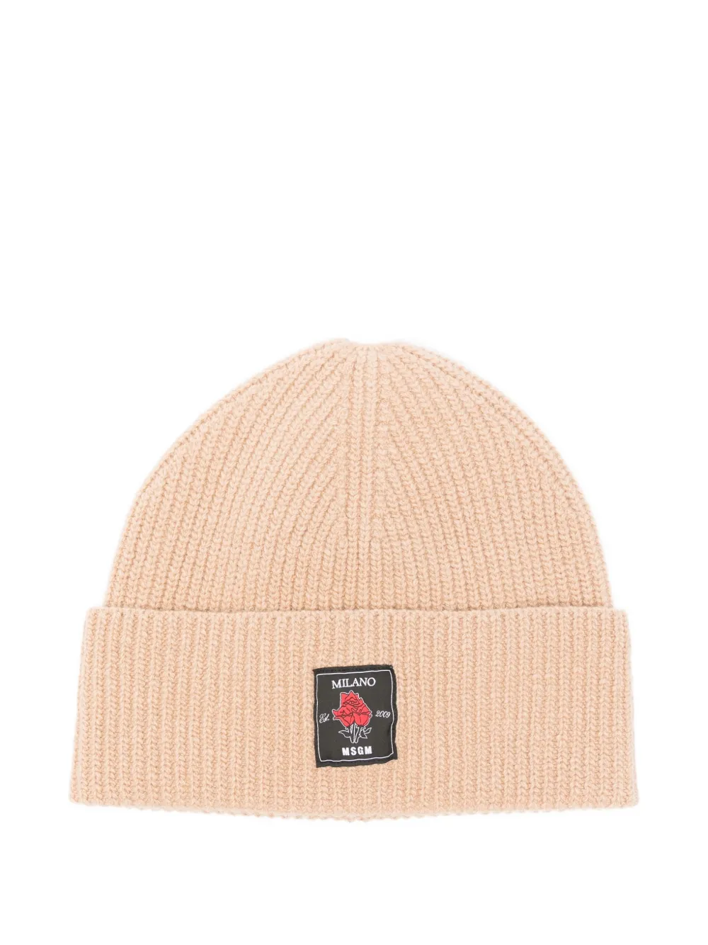 ribbed-wool logo-patch beanie hat