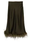 Blumarine feather-trimmed satin skirt - Green