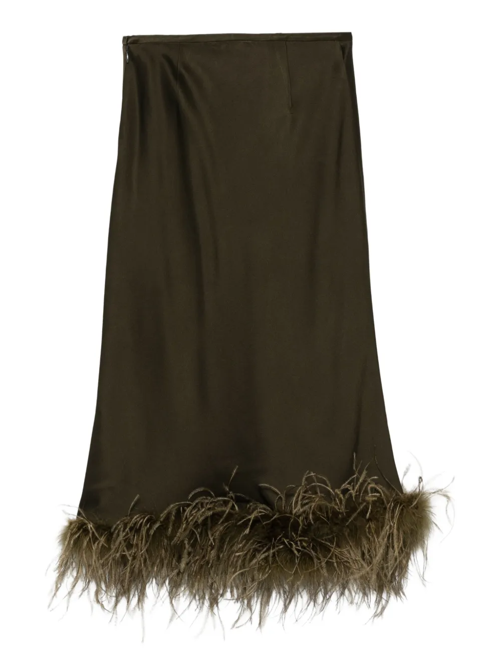 Blumarine feather-trimmed satin skirt - Groen