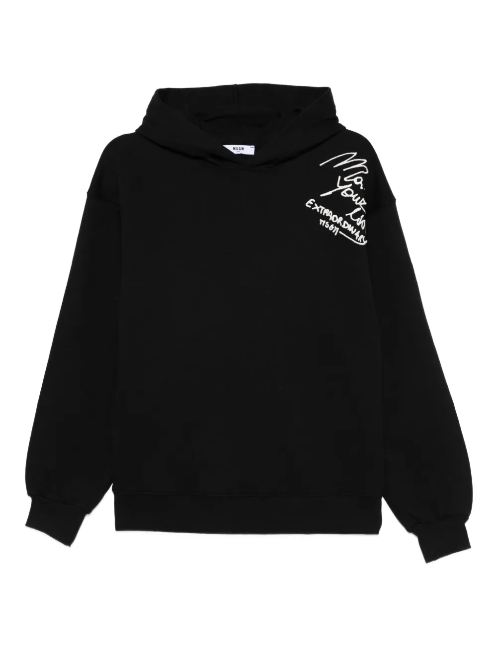 MSGM Kids logo-embroidered hoodie Zwart