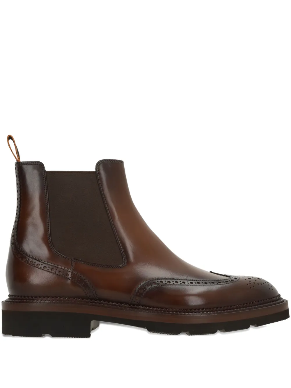 Santoni brogue-detail chelsea boots - Marrone