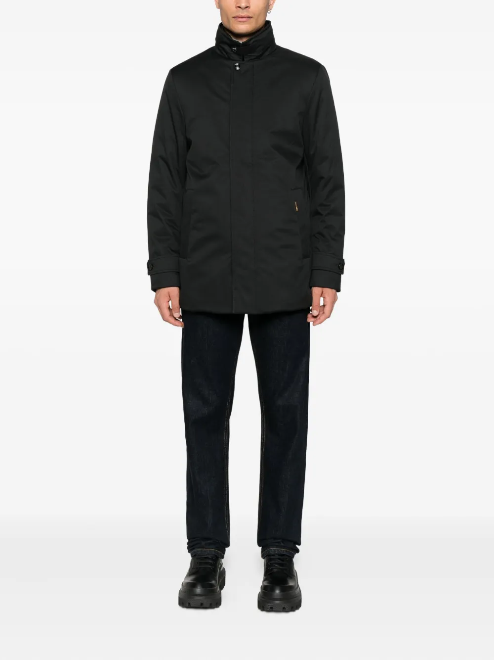 Moorer quilted high-neck jacket Zwart