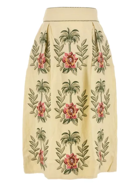 FARM Rio floral-embroidered skirt