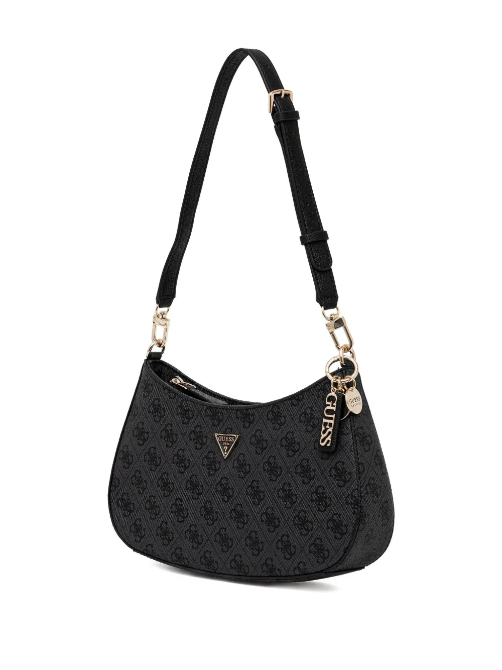 GUESS USA Noelle 4G curved shoulder bag - Zwart