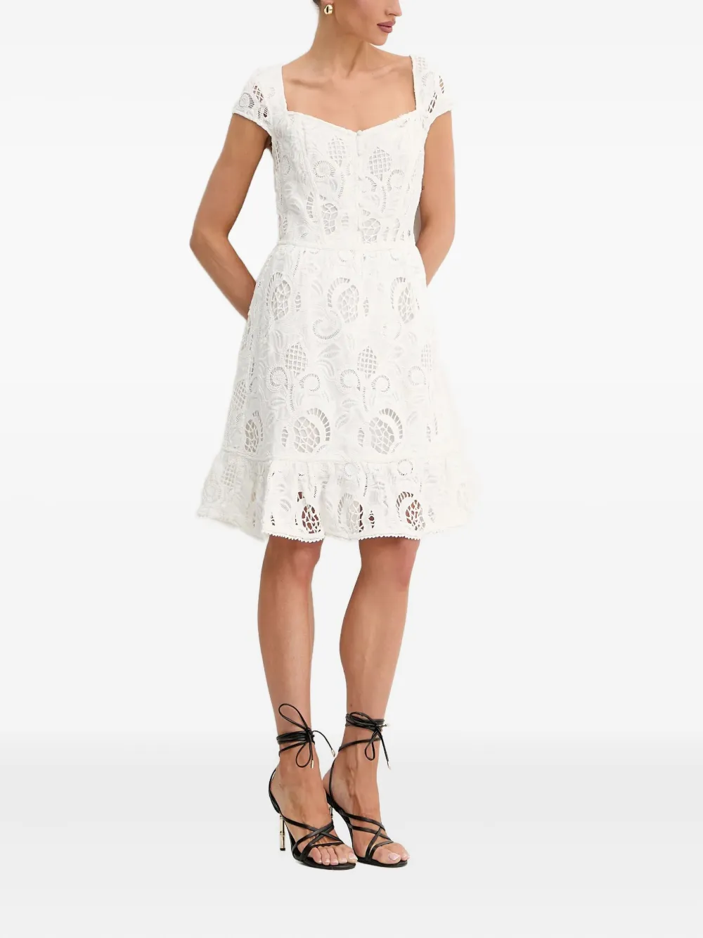 GUESS USA lace-insert button-front mini dress - Wit
