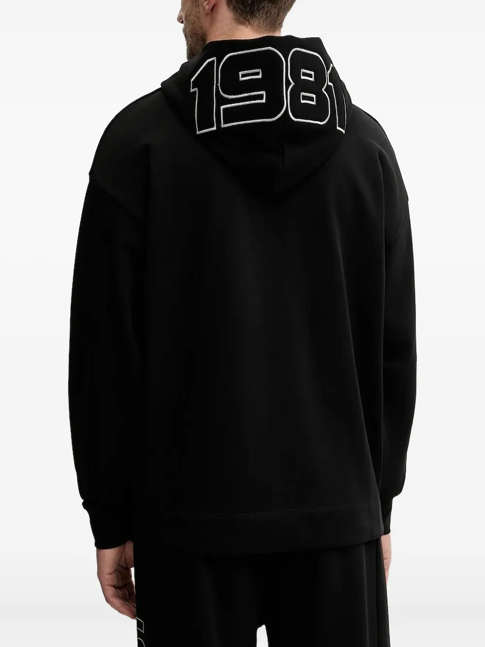 GUESS USA logo-embroidered hoodie Zwart