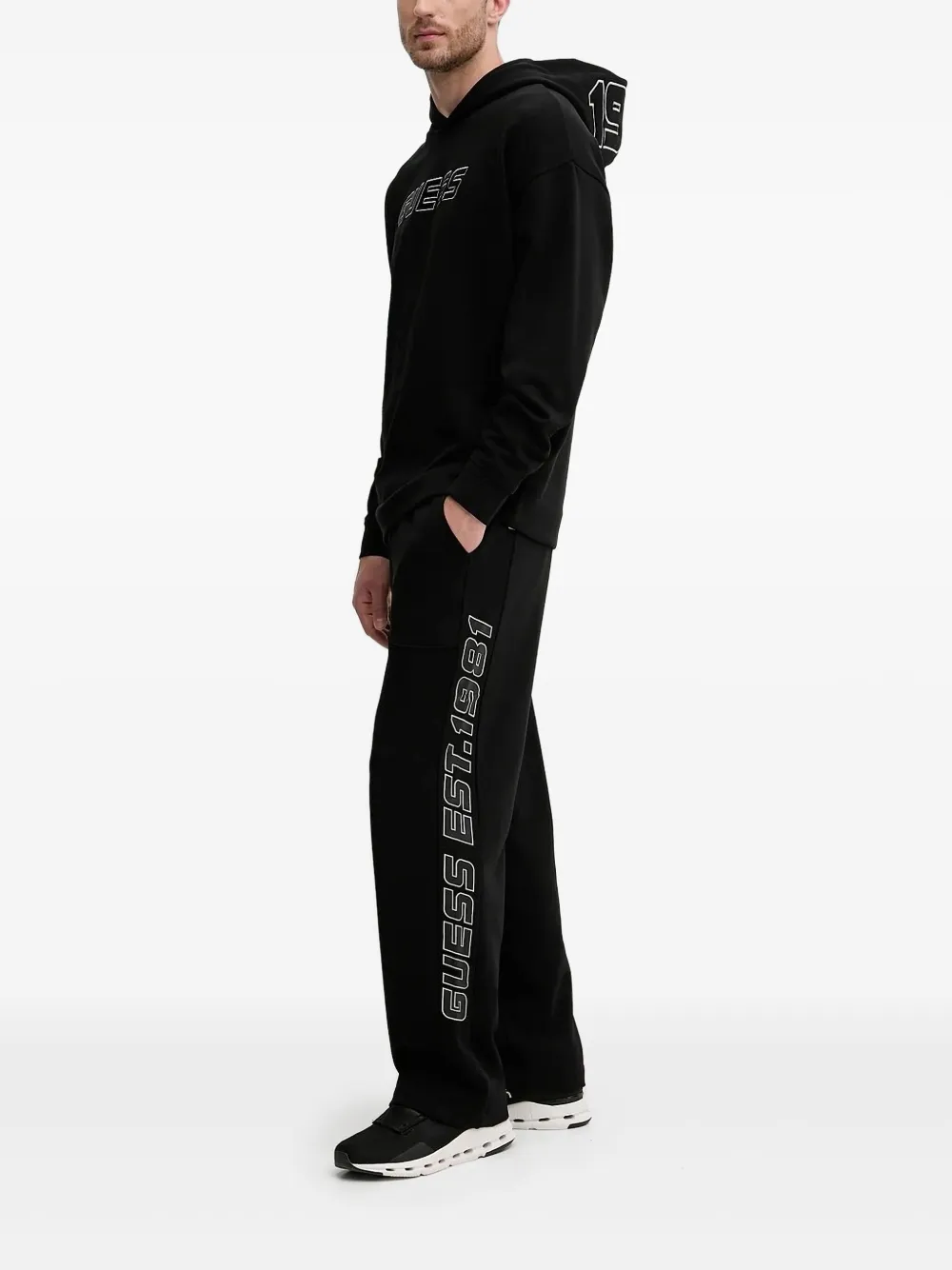 GUESS USA logo-embroidered hoodie | Black | Image 1