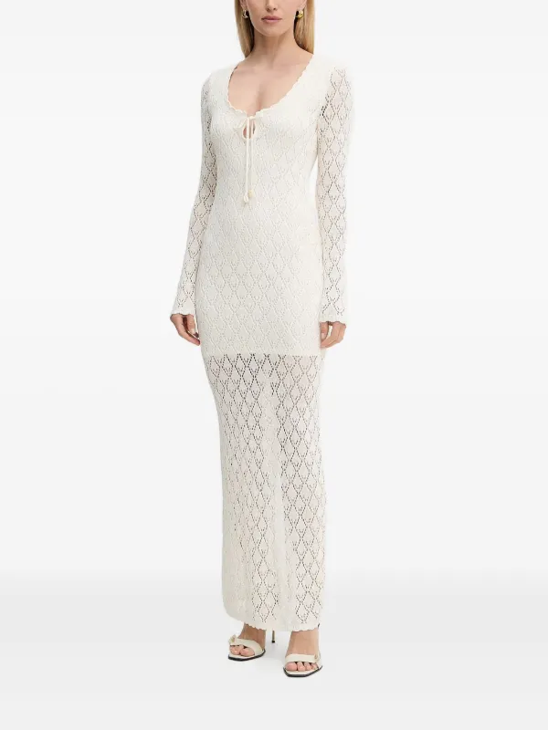 Guess Crochet Knit Maxi Dress - White
