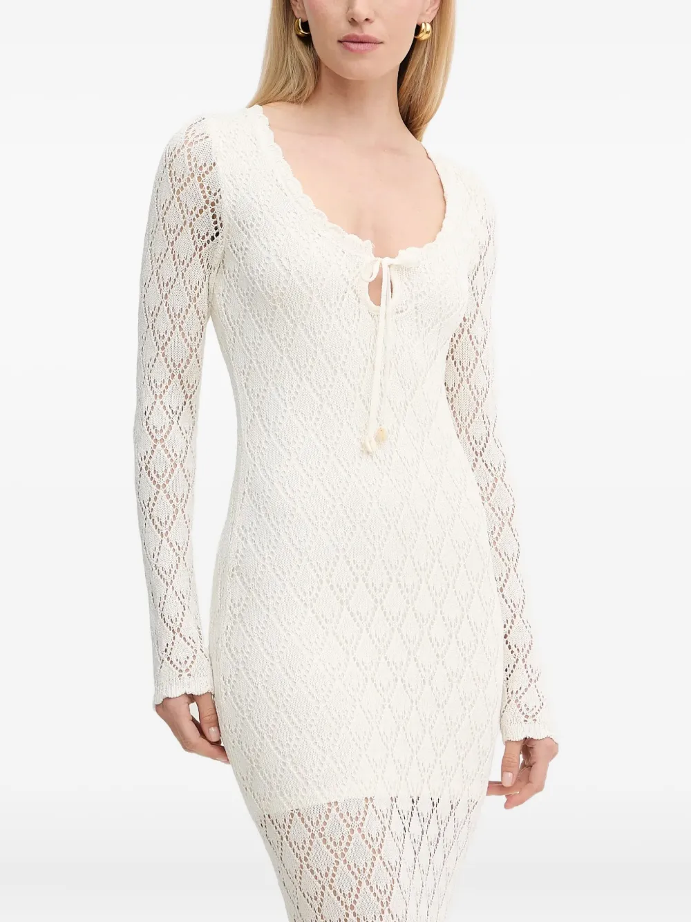 lace-up crochet maxi dress