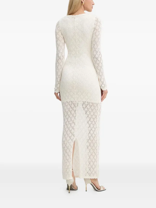 Guess Crochet Knit Maxi Dress - White
