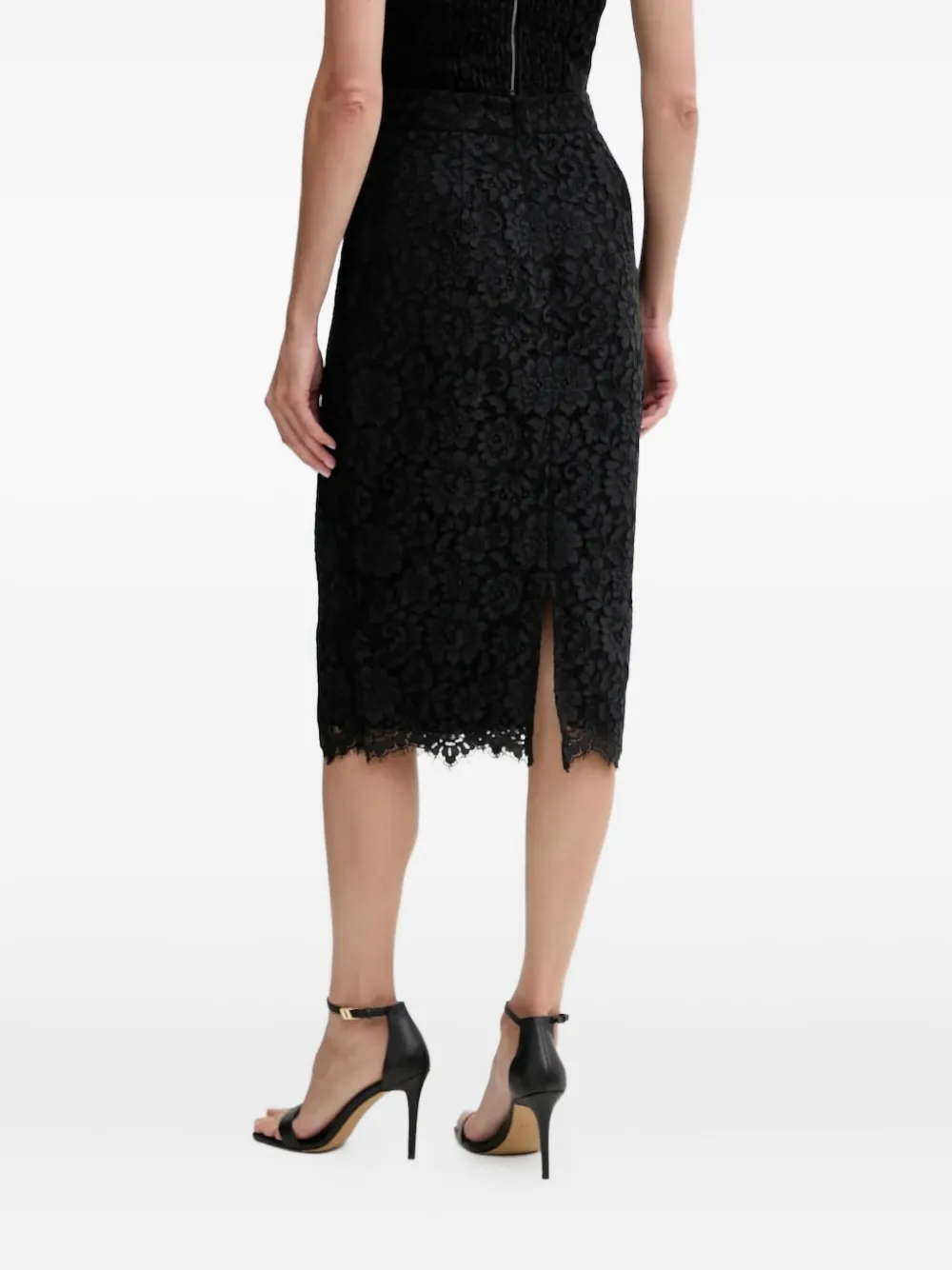 GUESS USA lace-floral midi skirt Zwart