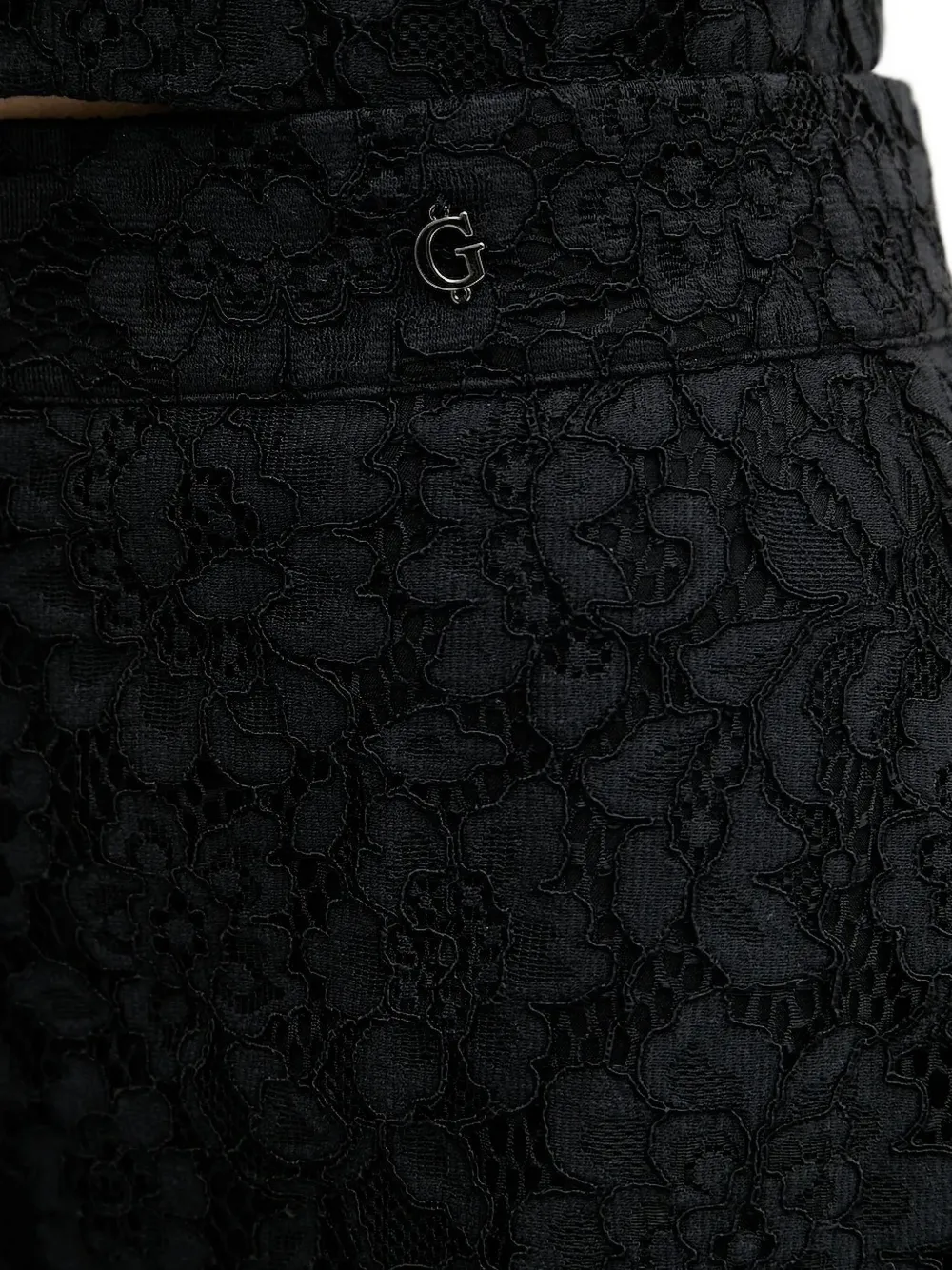 GUESS USA lace-floral midi skirt Zwart