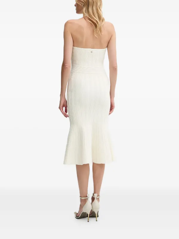 GUESS White Halter Strap Sofie Midi Dress Size: Large, Polyester