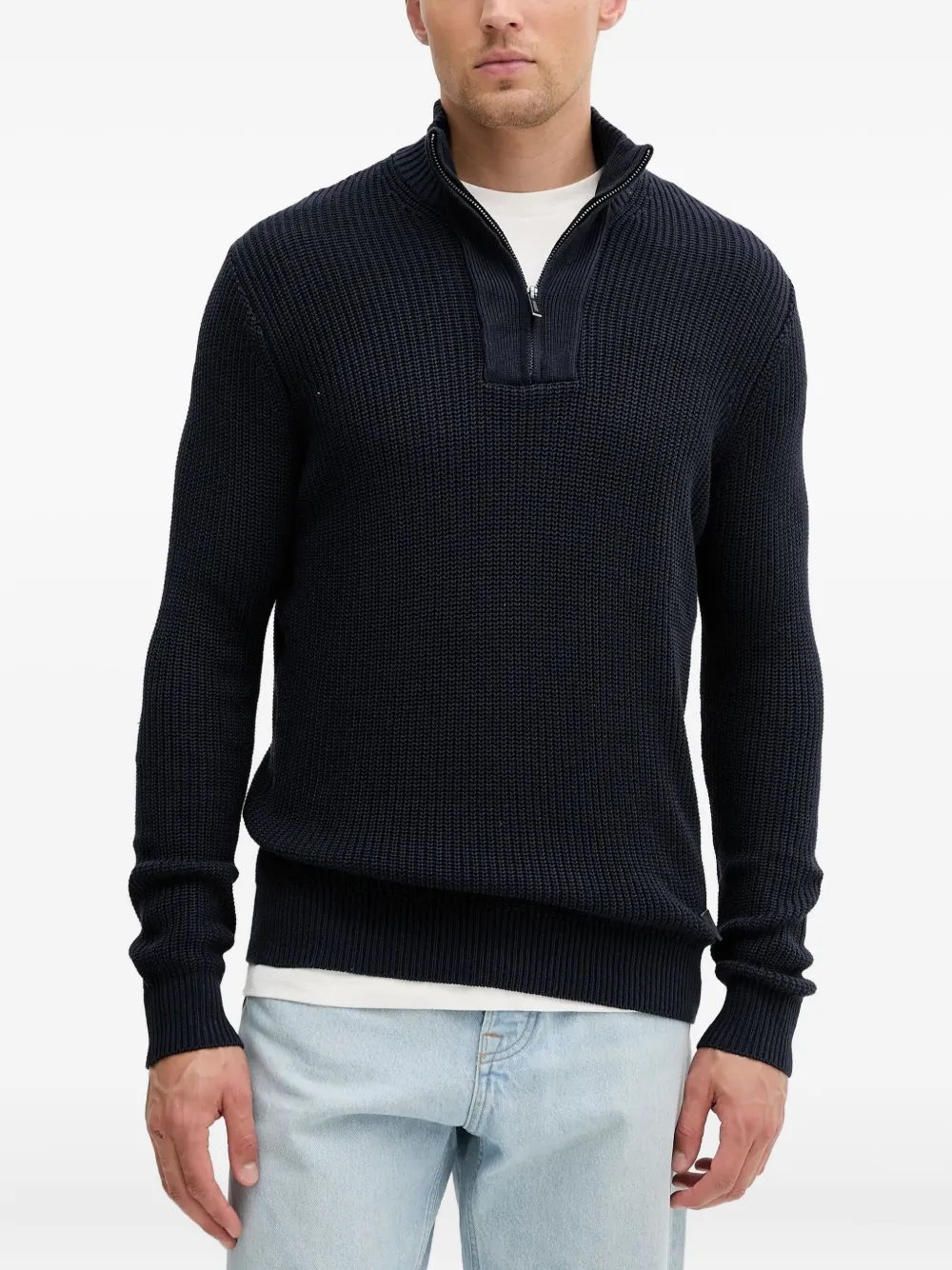 half-zip ribbed sweater