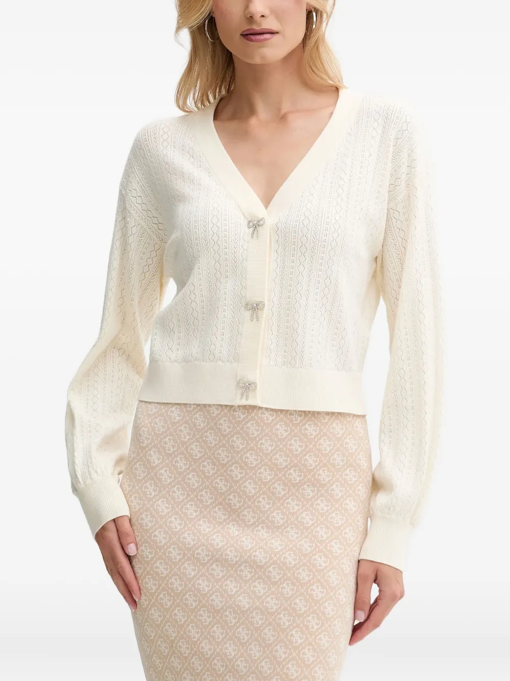 bow-embellished knit cardigan