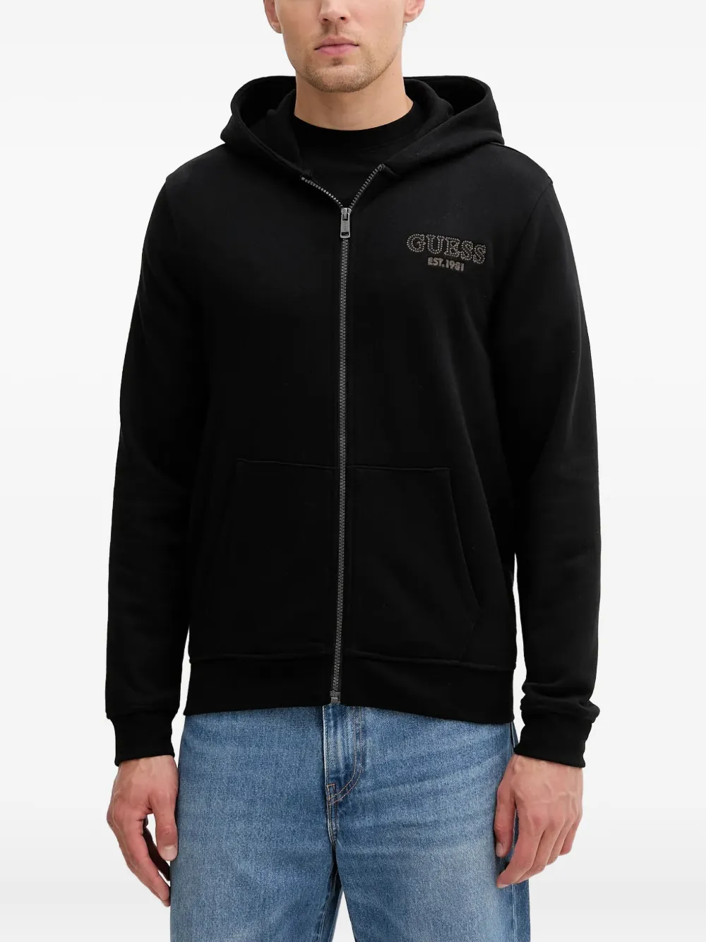 logo-detail zip-up hoodie