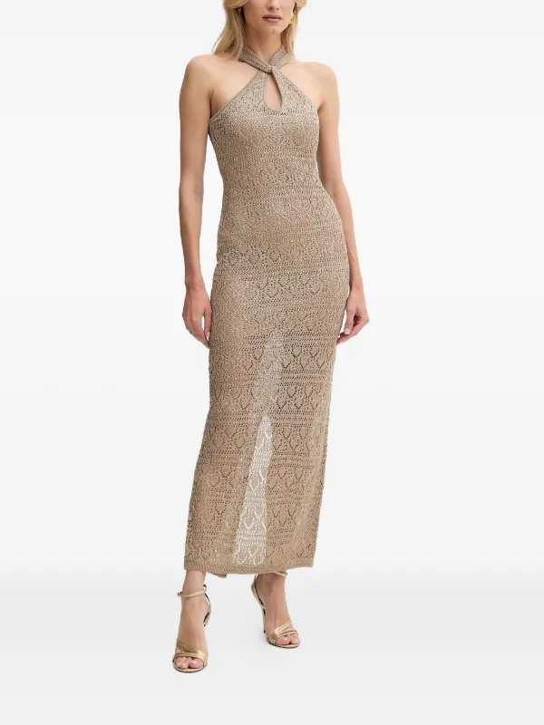 GUESS USA Vestido Tejido Con Diseño Largo y Cuello Halter Neutro