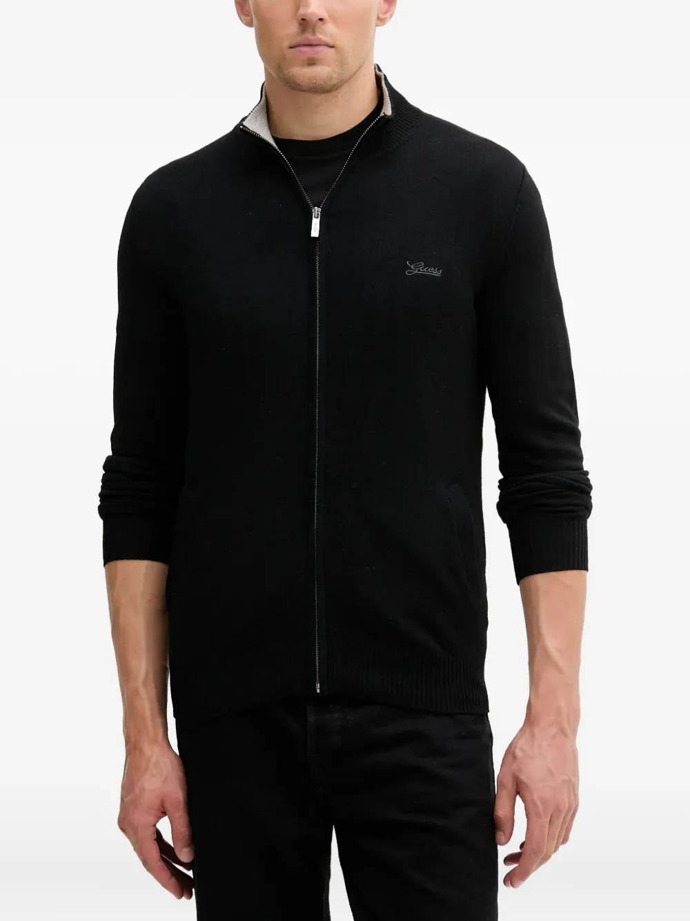 zip-neck logo sweater