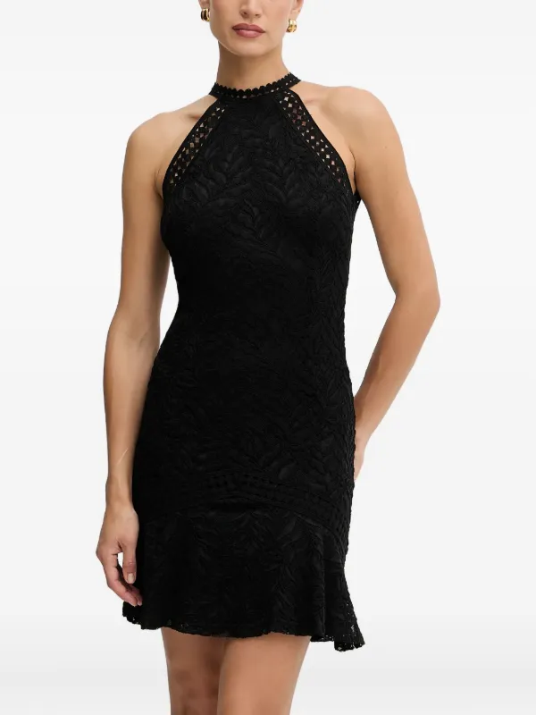 GUESS USA Vestido De Encaje Con Cuello Halter Negro FARFETCH CO